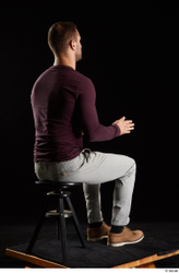 Whole Body Man White Shoes Sweatshirt Trousers Slim Sitting Studio photo references